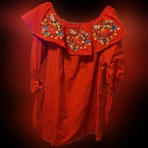 35-Velzera Red dress embroidery